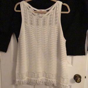 Sleeveless crocheted sweater top